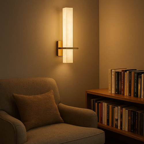 AlabasterGlow | Modern Wall Sconce Lighting with Vertical Diffuser | Elegant Design for Contemporary Spaces