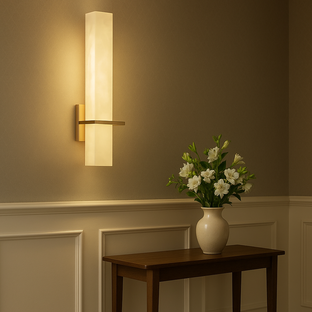 AlabasterGlow | Modern Wall Sconce Lighting with Vertical Diffuser | Elegant Design for Contemporary Spaces