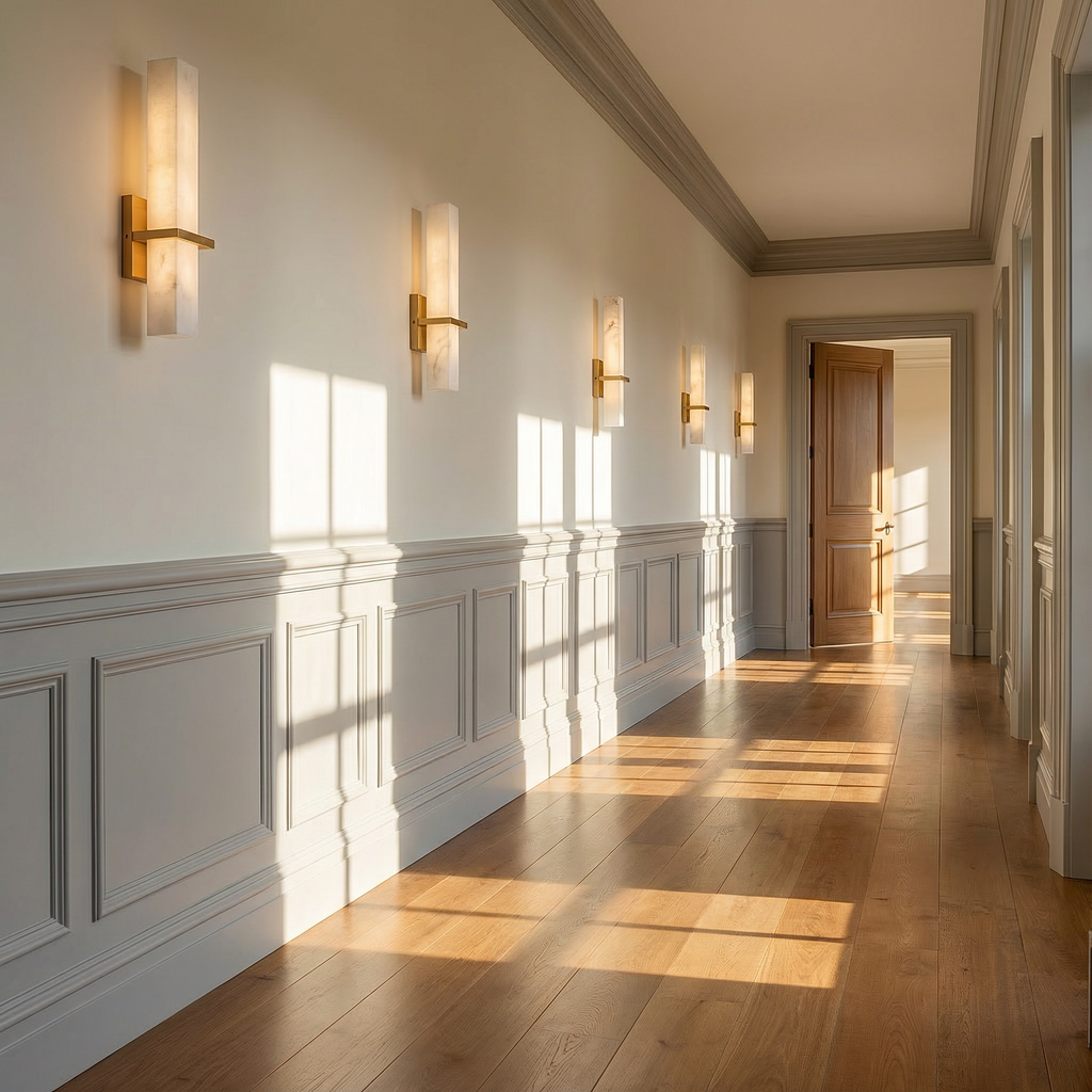 AlabasterGlow | Modern Wall Sconce Lighting with Vertical Diffuser | Elegant Design for Contemporary Spaces