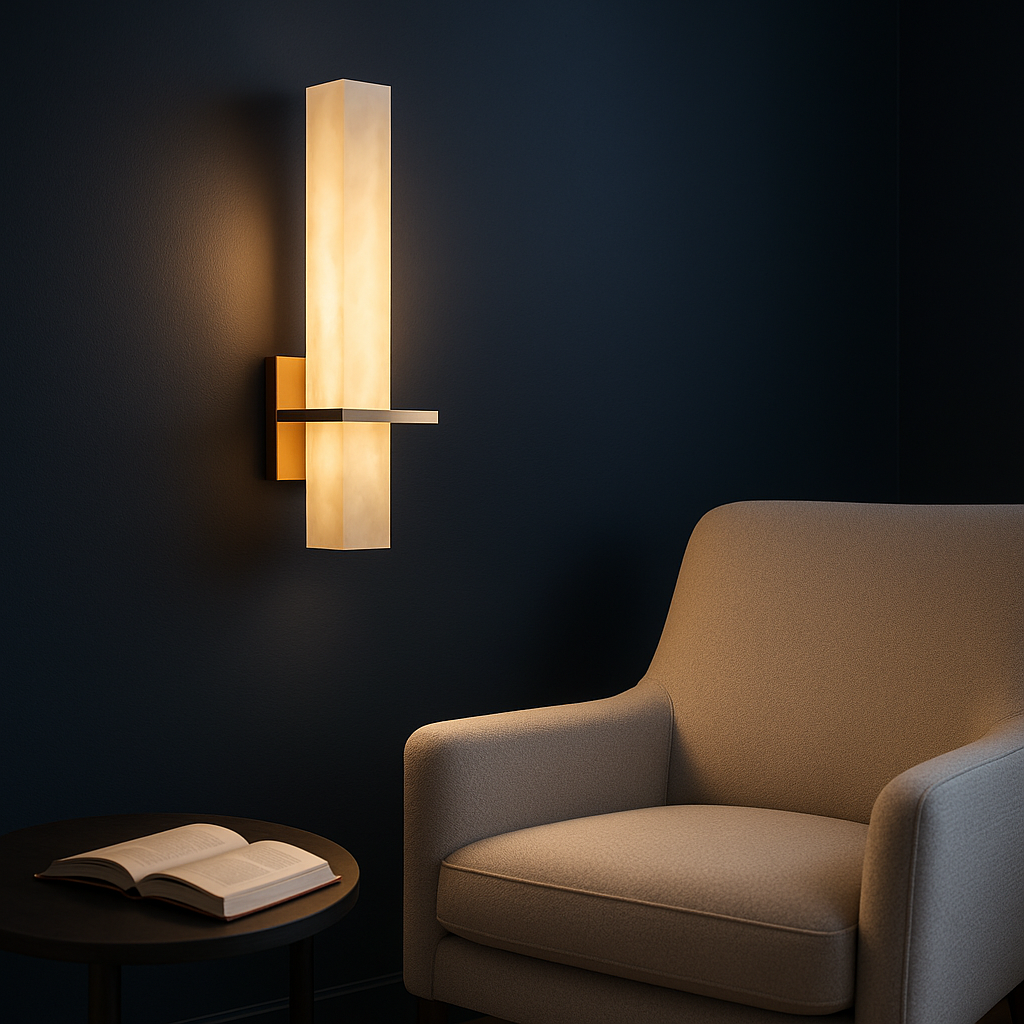AlabasterGlow | Modern Wall Sconce Lighting with Vertical Diffuser | Elegant Design for Contemporary Spaces