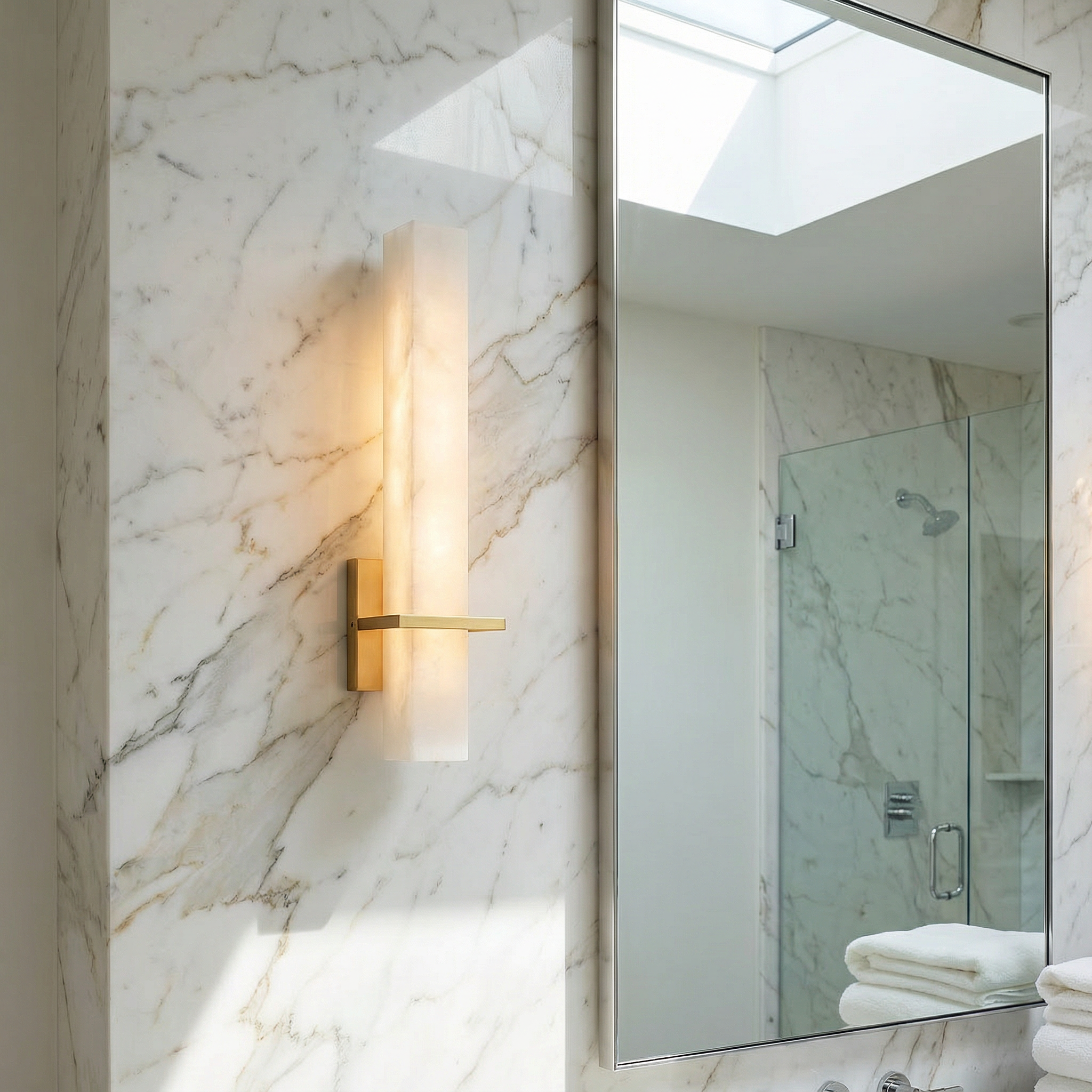 AlabasterGlow | Modern Wall Sconce Lighting with Vertical Diffuser | Elegant Design for Contemporary Spaces