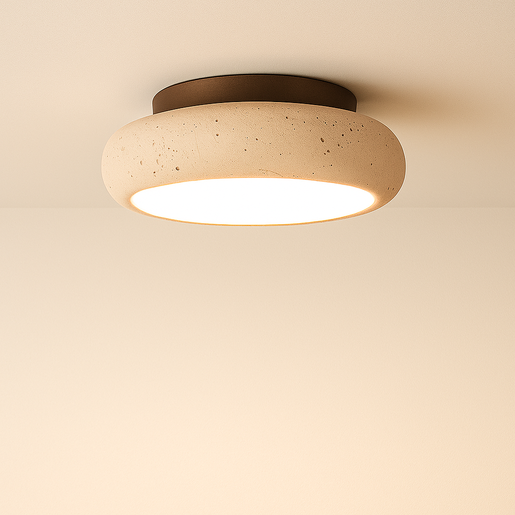 AlbaStone | Flush Mount Ceiling Light with Softly Rounded Design | Warm Glow for Inviting Spaces