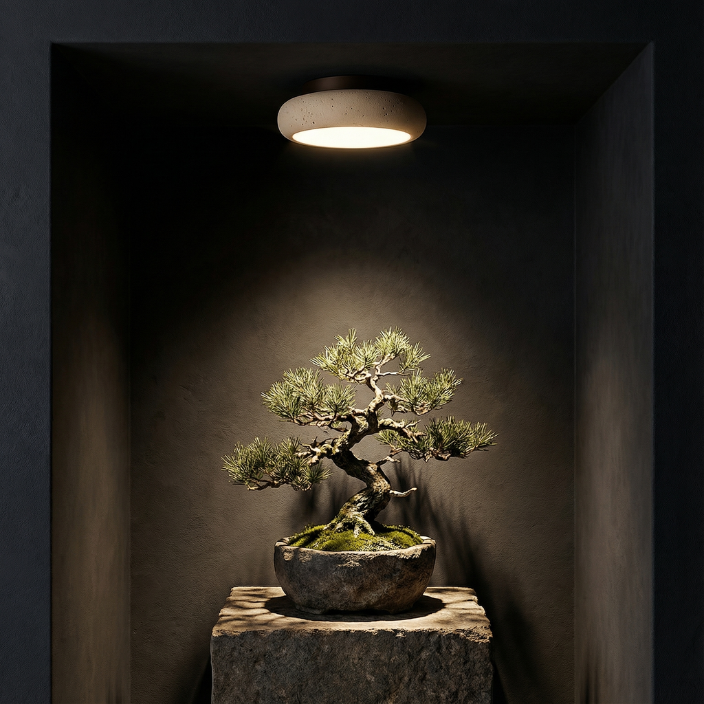 AlbaStone | Flush Mount Ceiling Light with Softly Rounded Design | Warm Glow for Inviting Spaces