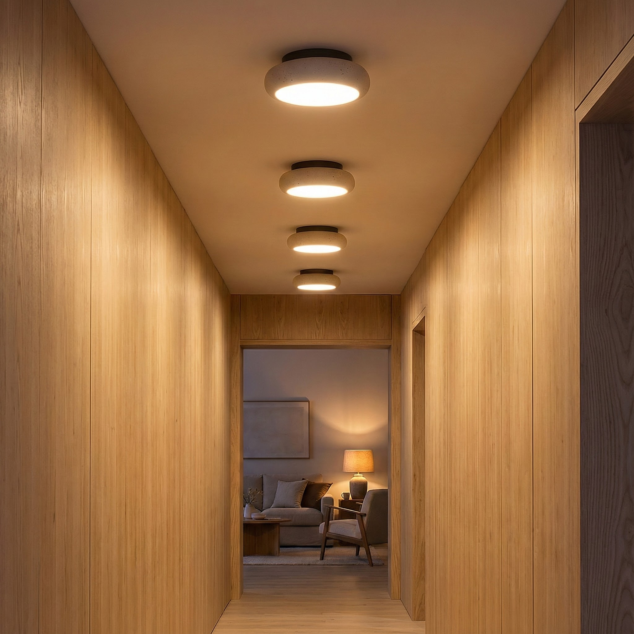 AlbaStone | Flush Mount Ceiling Light with Softly Rounded Design | Warm Glow for Inviting Spaces