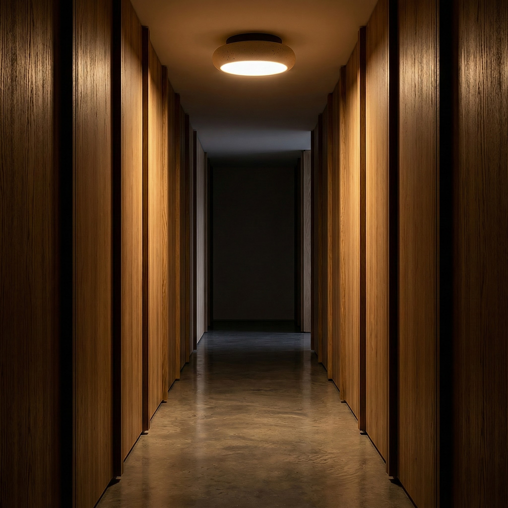 AlbaStone | Flush Mount Ceiling Light with Softly Rounded Design | Warm Glow for Inviting Spaces