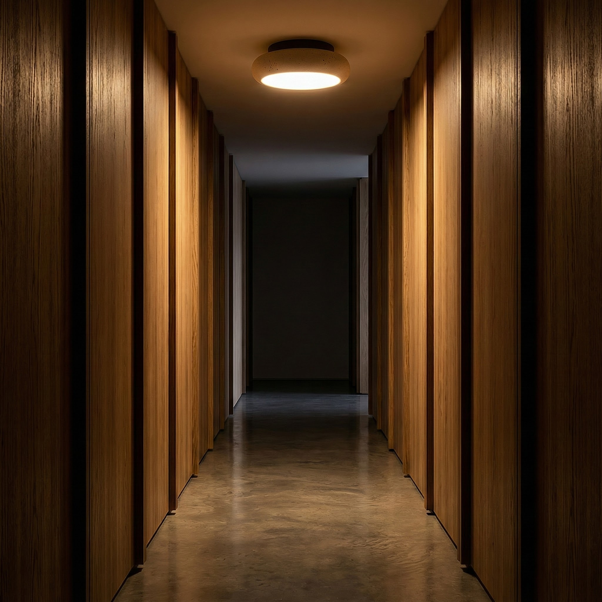 AlbaStone | Flush Mount Ceiling Light with Softly Rounded Design | Warm Glow for Inviting Spaces