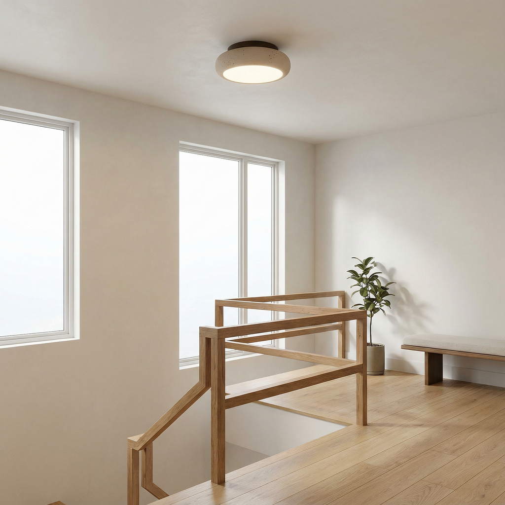 AlbaStone | Flush Mount Ceiling Light with Softly Rounded Design | Warm Glow for Inviting Spaces