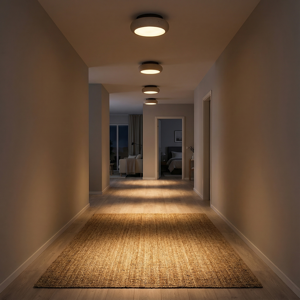 AlbaStone | Flush Mount Ceiling Light with Softly Rounded Design | Warm Glow for Inviting Spaces