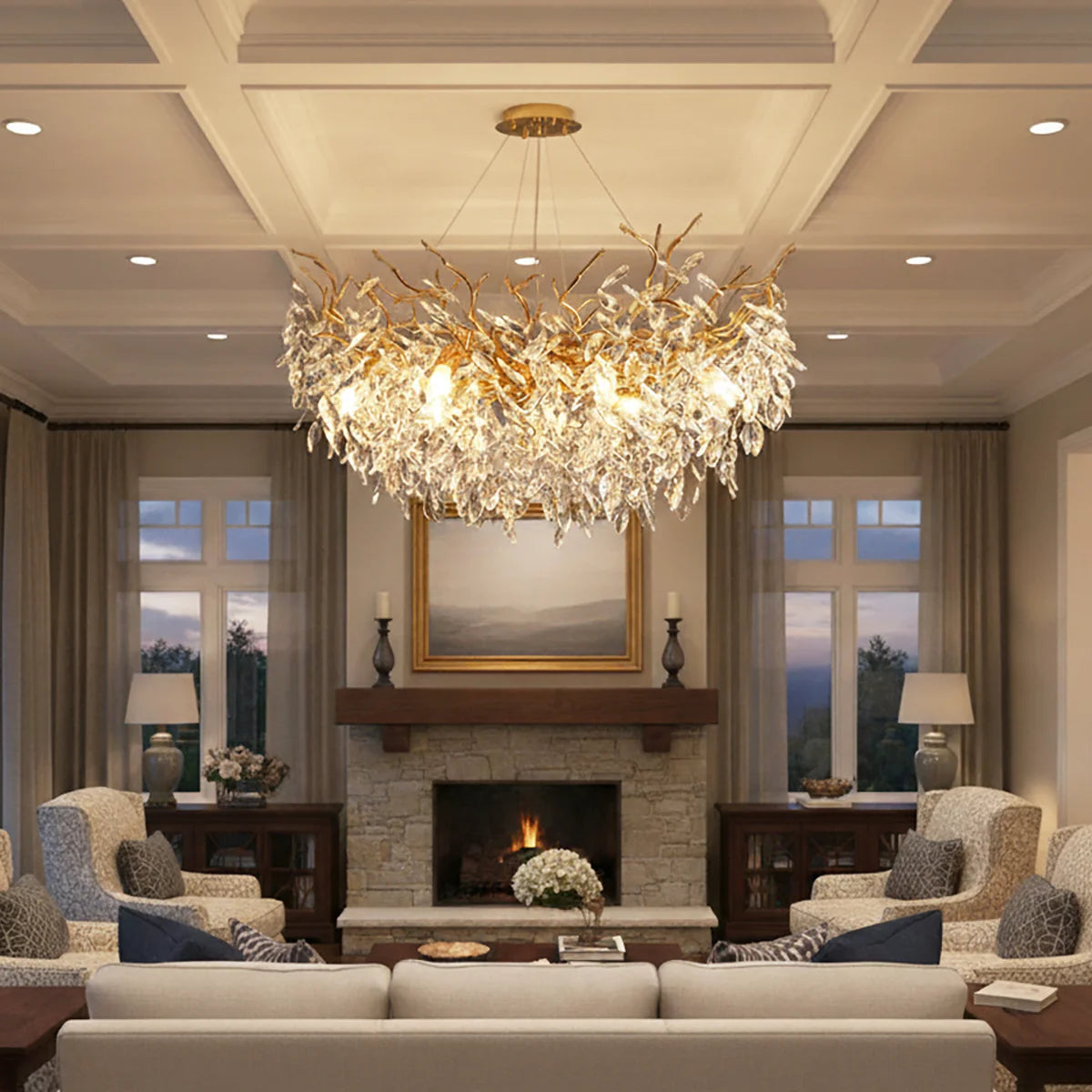 Albero Collection | Crystal Chandelier Light with Tree-Inspired Design | Elegant Ceiling Fixture for Luxury Interiors