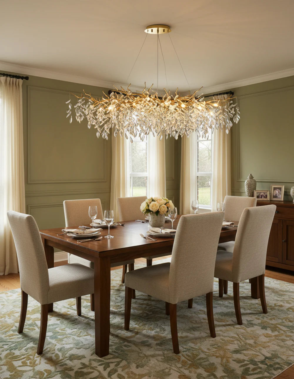 Albero Collection | Crystal Chandelier Light with Tree-Inspired Design | Elegant Ceiling Fixture for Luxury Interiors
