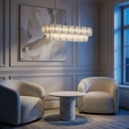 AleraGlow | Modern Chandelier Light with Ambient Glow | Acrylic Design for Elegant Dining Spaces