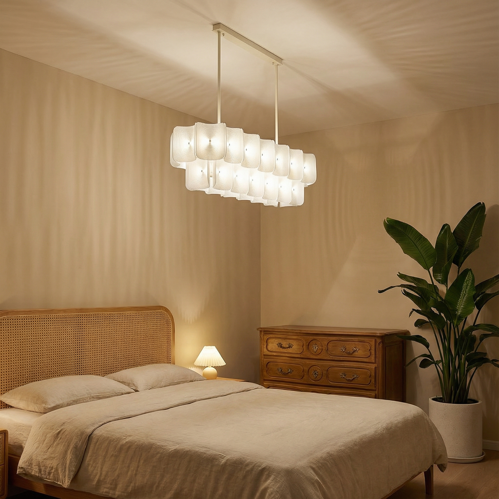 AleraGlow | Modern Chandelier Light with Ambient Glow | Acrylic Design for Elegant Dining Spaces