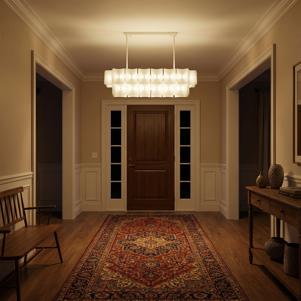 AleraGlow | Modern Chandelier Light with Ambient Glow | Acrylic Design for Elegant Dining Spaces