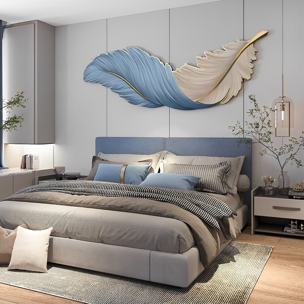 Art Deco Collection | Feather Wall Sconce Lighting with Remote Control | Elegant Ambient Wall Lights for Home Decor