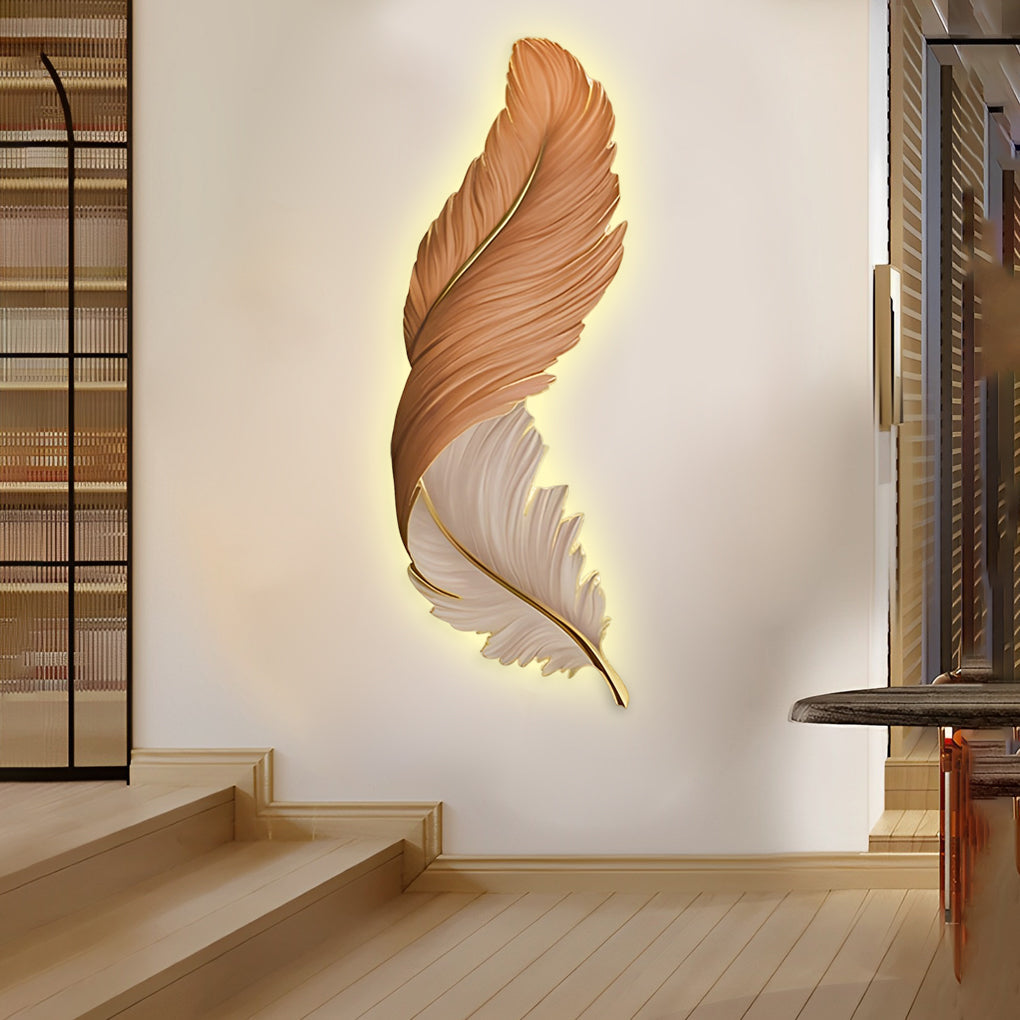 Art Deco Collection | Feather Wall Sconce Lighting with Remote Control | Elegant Ambient Wall Lights for Home Decor