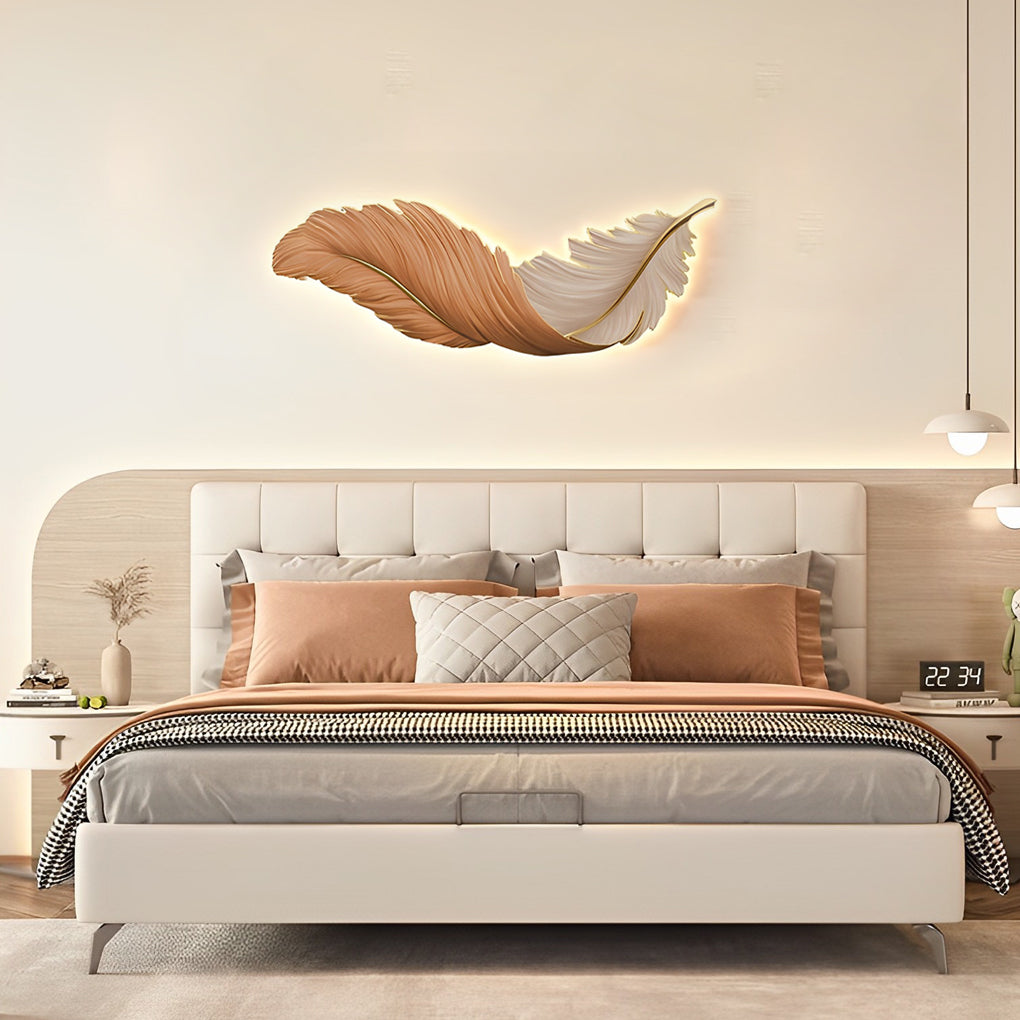 Art Deco Collection | Feather Wall Sconce Lighting with Remote Control | Elegant Ambient Wall Lights for Home Decor