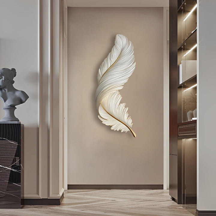 Art Deco Collection | Feather Wall Sconce Lighting with Remote Control | Elegant Ambient Wall Lights for Home Decor