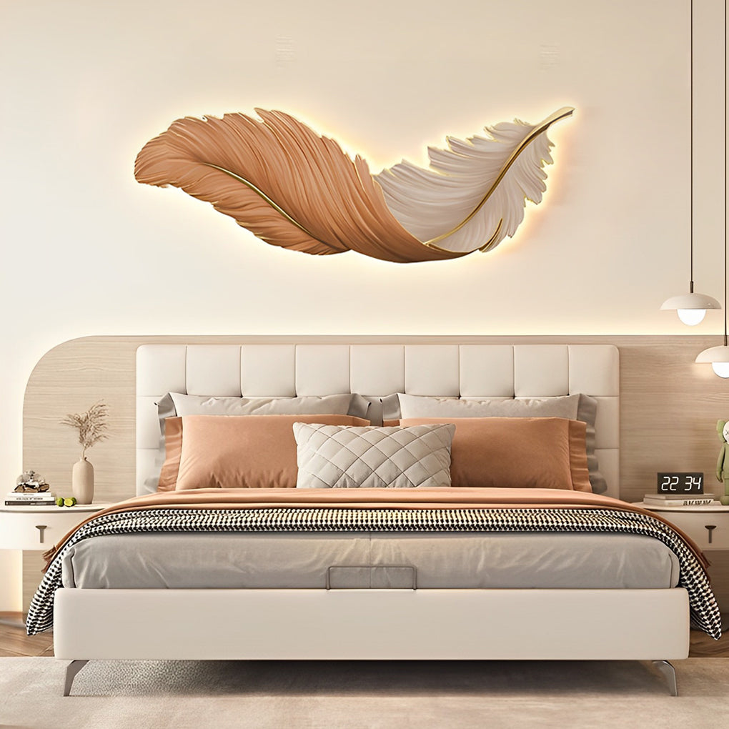 Art Deco Collection | Feather Wall Sconce Lighting with Remote Control | Elegant Ambient Wall Lights for Home Decor
