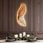 Art Deco Collection | Feather Wall Sconce Lighting with Remote Control | Elegant Ambient Wall Lights for Home Decor