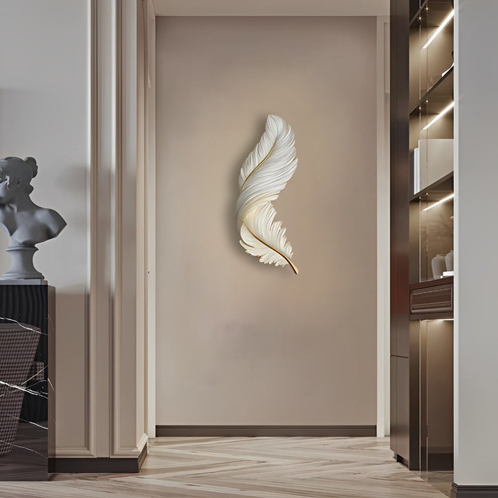 Art Deco Collection | Feather Wall Sconce Lighting with Remote Control | Elegant Ambient Wall Lights for Home Decor