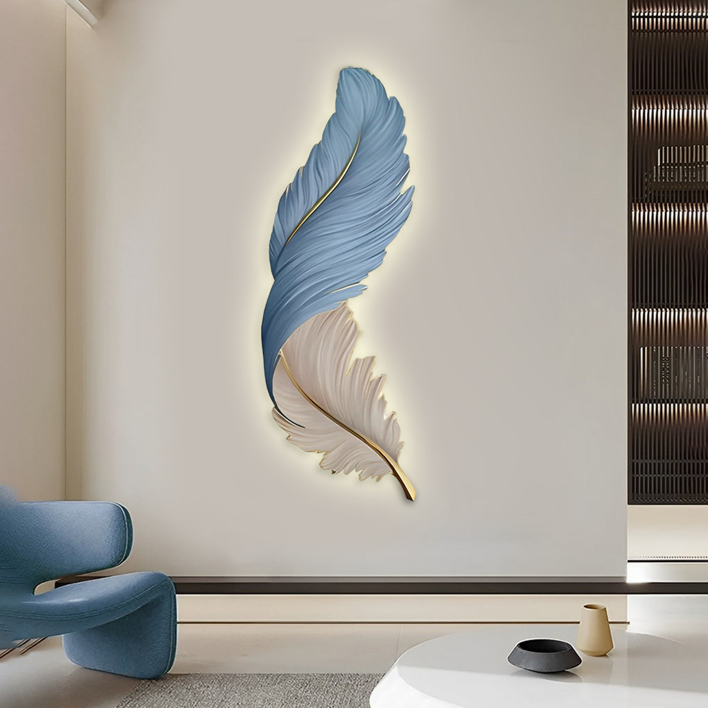 Art Deco Collection | Feather Wall Sconce Lighting with Remote Control | Elegant Ambient Wall Lights for Home Decor