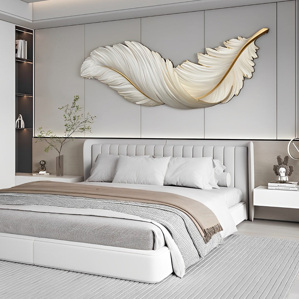 Art Deco Collection | Feather Wall Sconce Lighting with Remote Control | Elegant Ambient Wall Lights for Home Decor