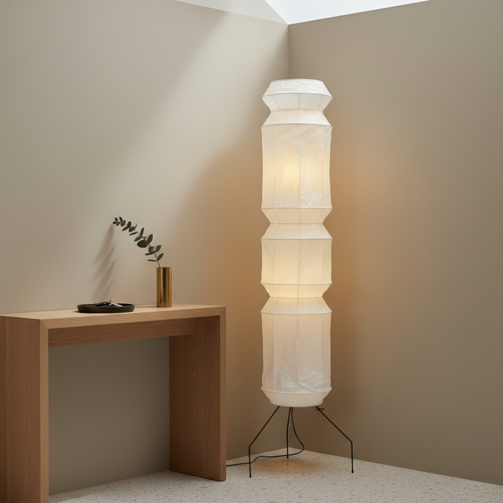 Artisan | Modern Floor Lamp with Handmade Washi Paper Shade | Adjustable Height for Cozy Living Room Ambiance