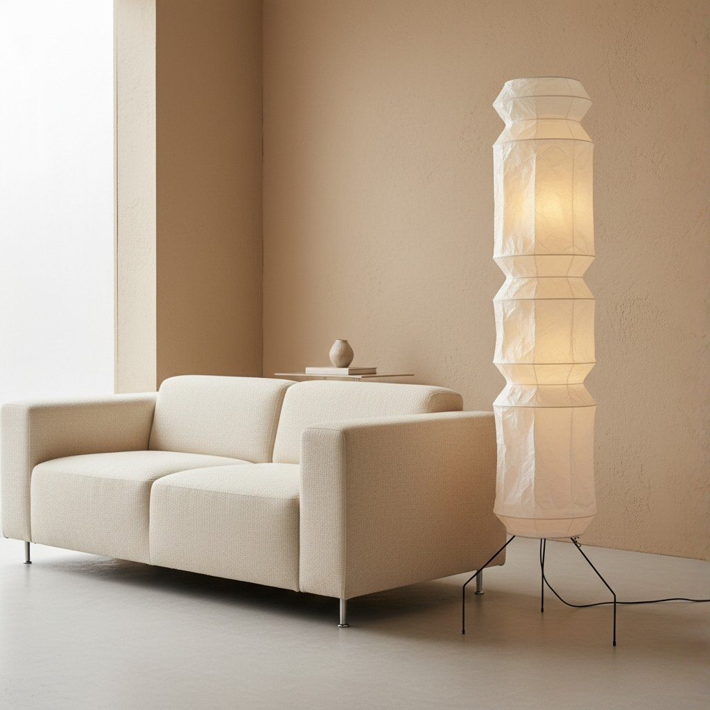 Artisan | Modern Floor Lamp with Handmade Washi Paper Shade | Adjustable Height for Cozy Living Room Ambiance