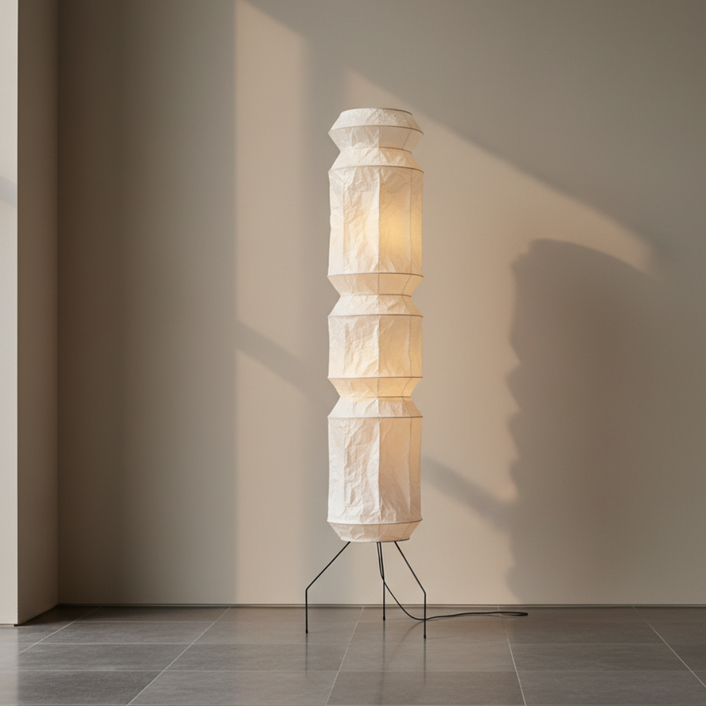 Artisan | Modern Floor Lamp with Handmade Washi Paper Shade | Adjustable Height for Cozy Living Room Ambiance