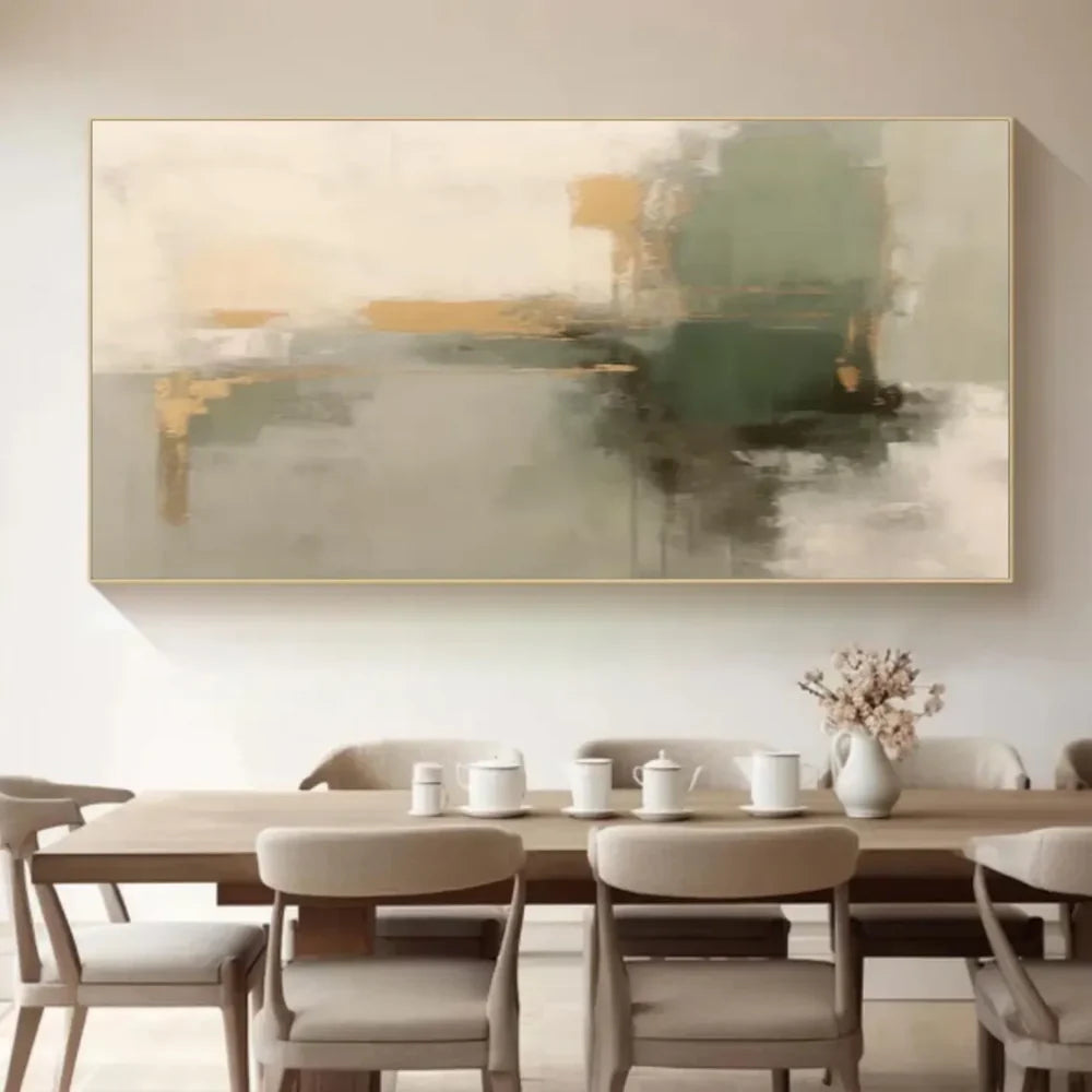 Artistic Canvas Art | Green Abstract Design with Hand-Painted Finish | Unique Wall Decor for Personalized Spaces