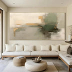 Artistic Canvas Art | Green Abstract Design with Hand-Painted Finish | Unique Wall Decor for Personalized Spaces