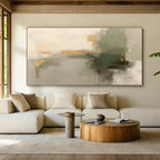 Artistic Canvas Art | Green Abstract Design with Hand-Painted Finish | Unique Wall Decor for Personalized Spaces