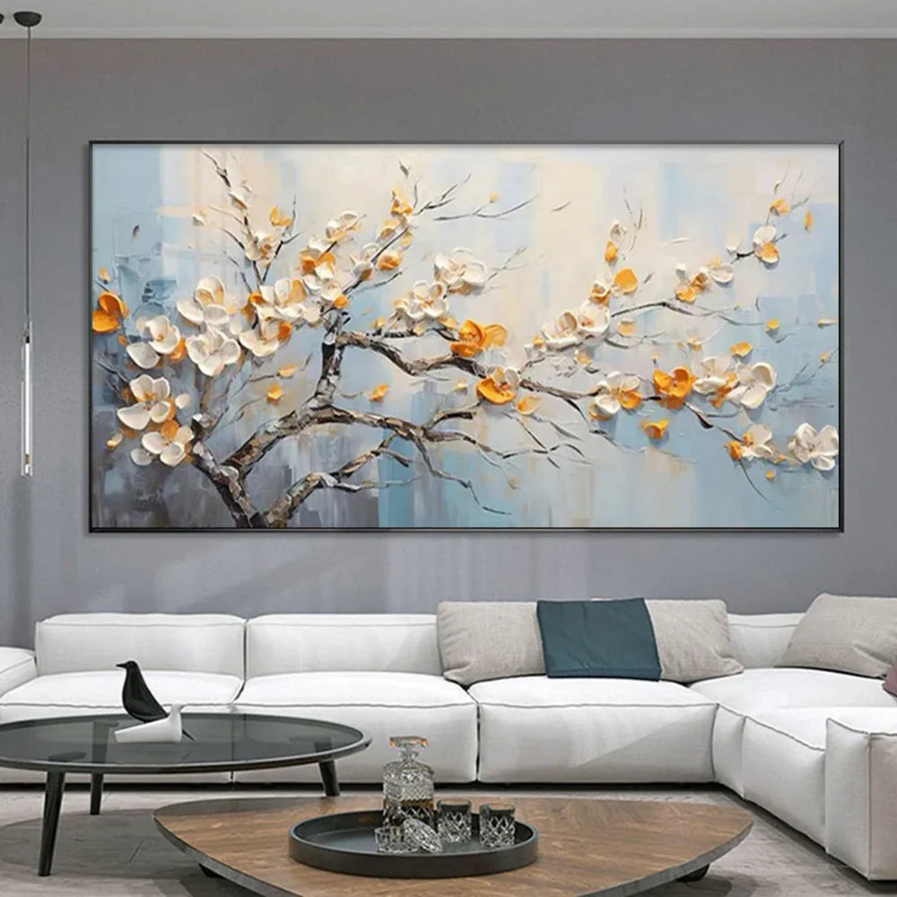 Artistic Canvas Prints | Textured Abstract Wall Art with Flower Design | Unique Home Decor for Captivating Ambiance