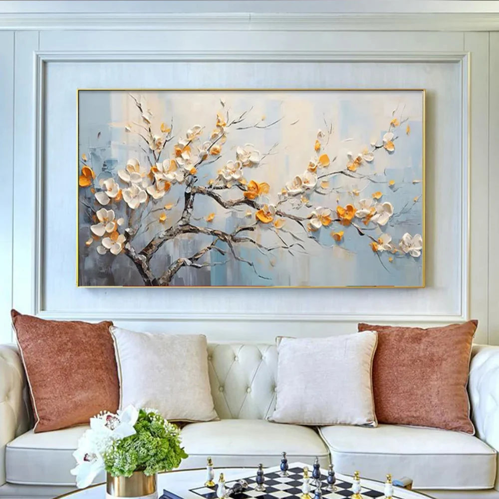 Artistic Canvas Prints | Textured Abstract Wall Art with Flower Design | Unique Home Decor for Captivating Ambiance