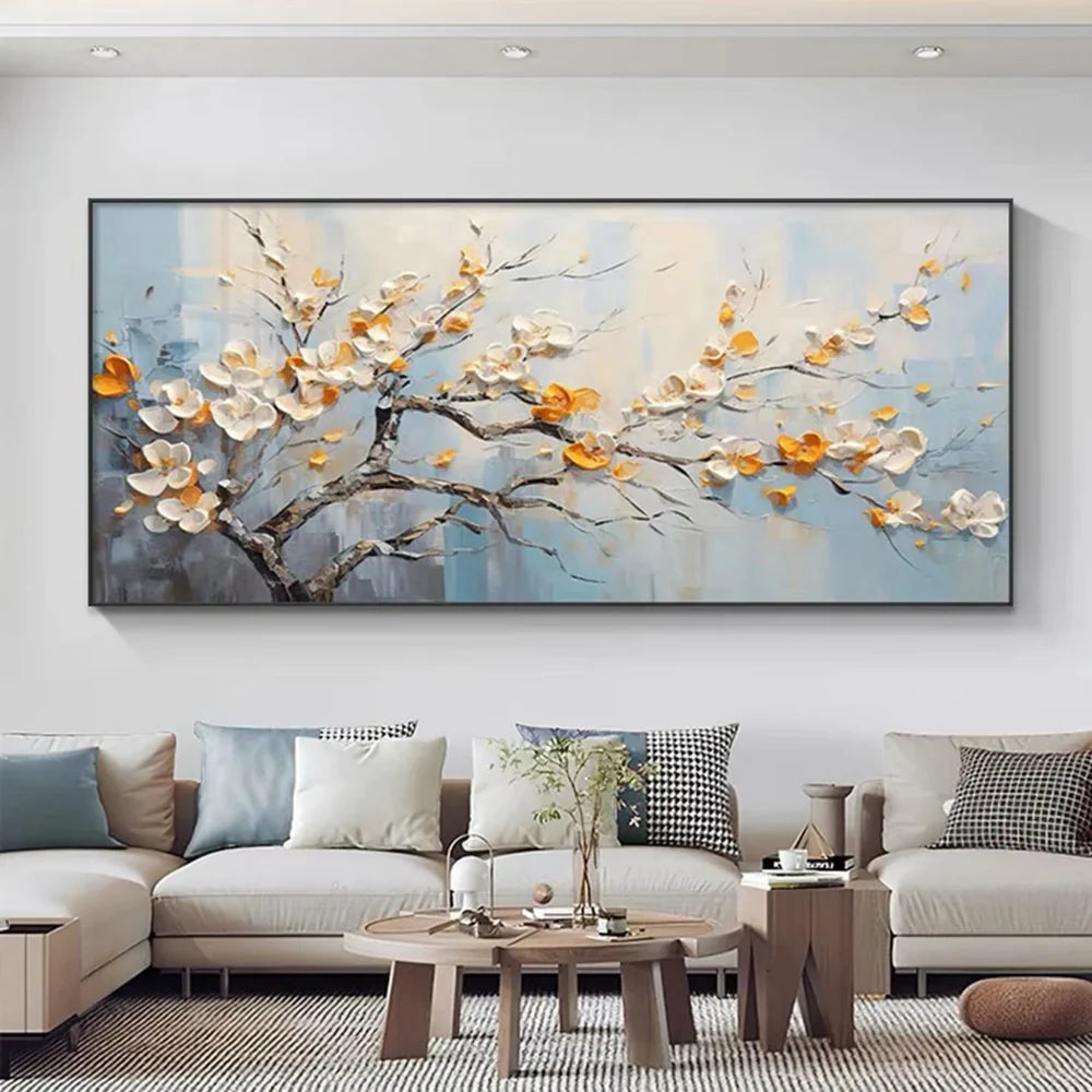 Artistic Canvas Prints | Textured Abstract Wall Art with Flower Design | Unique Home Decor for Captivating Ambiance