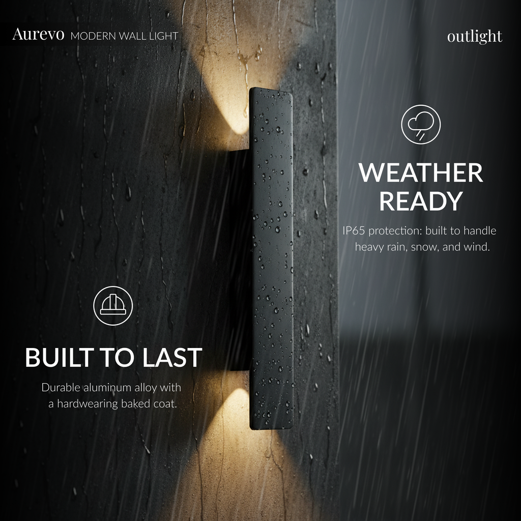 AurevoLight | Outdoor Wall Sconce with IP65 Waterproof Rating | Nordic Design for Versatile Lighting