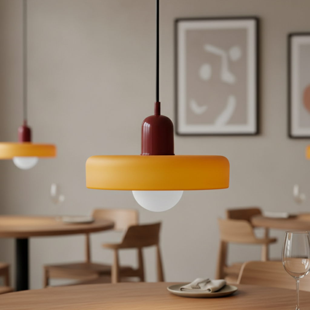 Bauhaus Collection | Glass Pendant Light with Colorful Shade | Modern Design for Kitchen Pendant Lighting