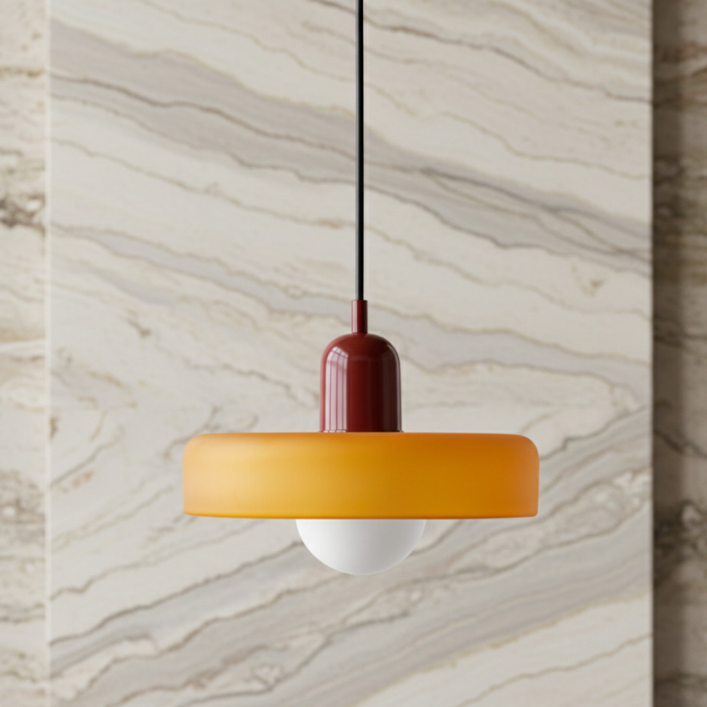 Bauhaus Collection | Glass Pendant Light with Colorful Shade | Modern Design for Kitchen Pendant Lighting
