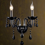 Brigitte | Modern Black Crystal Chandelier with Cascading Drops | Elegant Lighting for Dining Room and Living Spaces