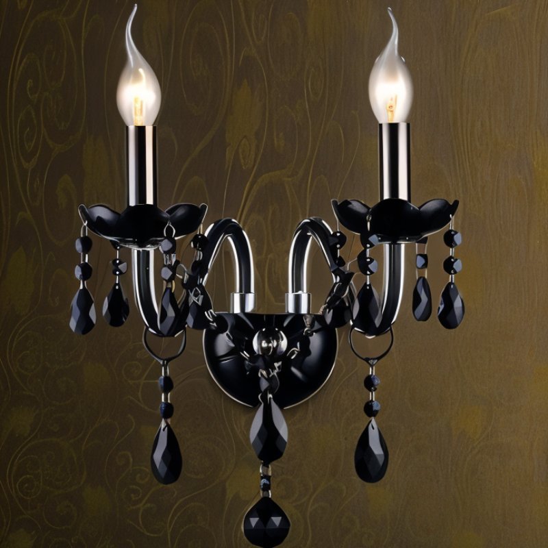 Brigitte | Modern Black Crystal Chandelier with Cascading Drops | Elegant Lighting for Dining Room and Living Spaces