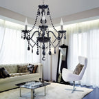 Brigitte | Modern Black Crystal Chandelier with Cascading Drops | Elegant Lighting for Dining Room and Living Spaces