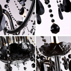 Brigitte | Modern Black Crystal Chandelier with Cascading Drops | Elegant Lighting for Dining Room and Living Spaces