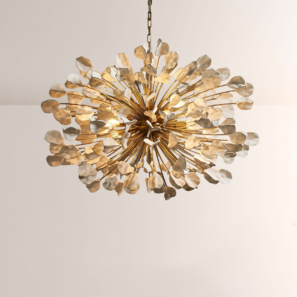 Ceramic Leaf Chandelier Light with Adjustable Height | Elegant Design for Dining Room Illumination