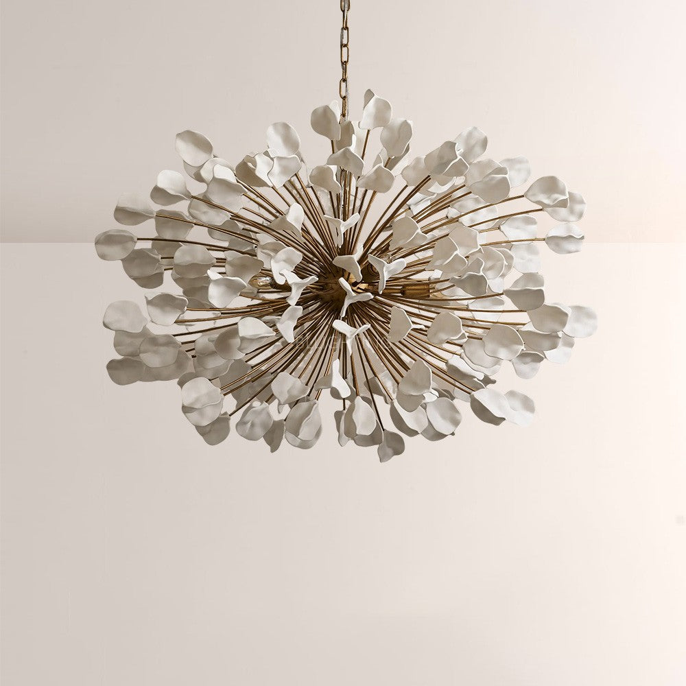 Ceramic Leaf Chandelier Light with Adjustable Height | Elegant Design for Dining Room Illumination