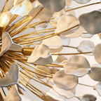 Ceramic Leaf Chandelier Light with Adjustable Height | Elegant Design for Dining Room Illumination