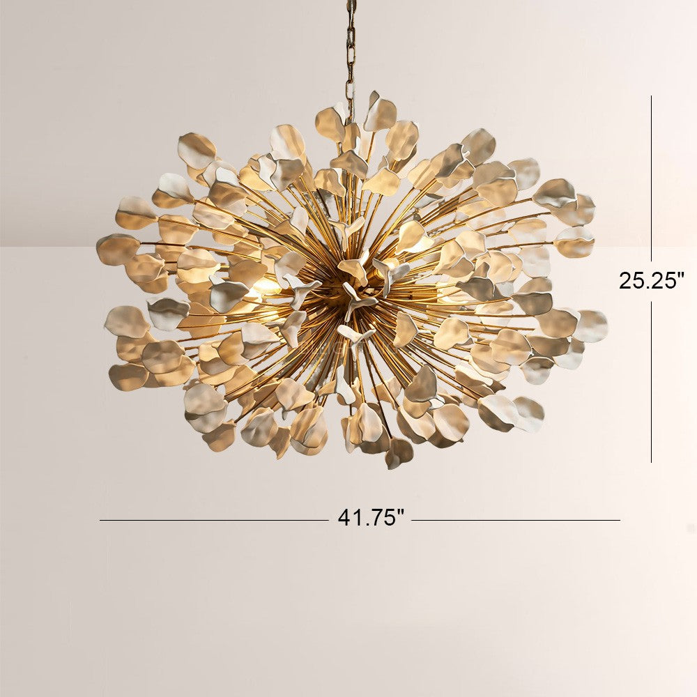 Ceramic Leaf Chandelier Light with Adjustable Height | Elegant Design for Dining Room Illumination