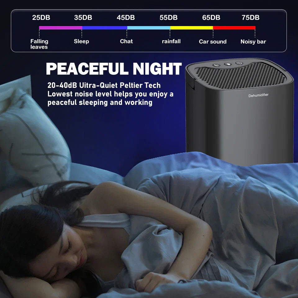 Compact Dehumidifier | 1000ml Portable Design with Air Filter & Night Light | Ideal for Fresh, Dry Air in Any Space