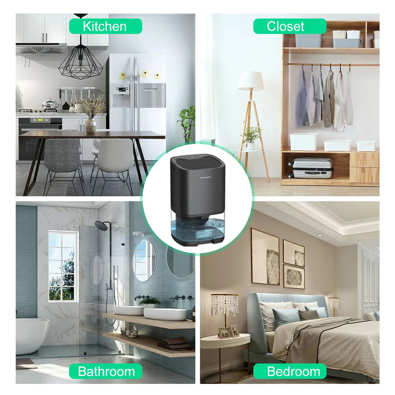 Compact Dehumidifier | 1000ml Portable Design with Air Filter & Night Light | Ideal for Fresh, Dry Air in Any Space