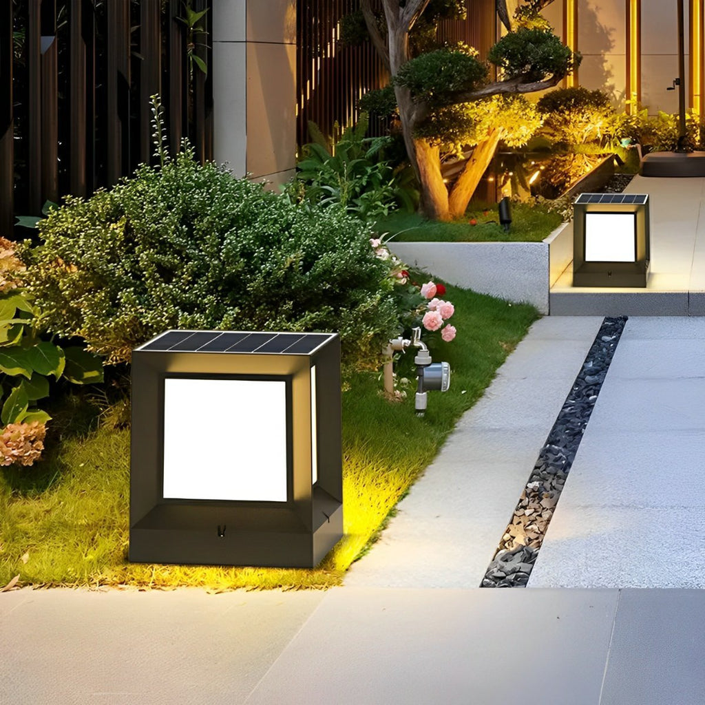 Contemporary Outdoor Post Light | Solar LED Design with Adjustable Height | Perfect for Pathways and Gardens