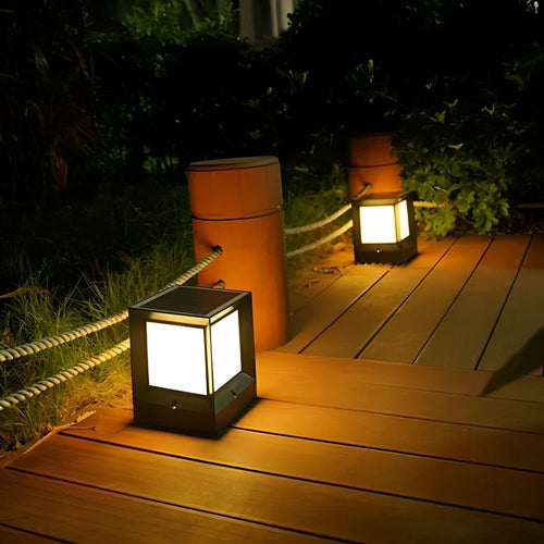 Contemporary Outdoor Post Light | Solar LED Design with Adjustable Height | Perfect for Pathways and Gardens